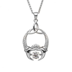 PENDANT - TRINITY & CLADDAGH WITH DANCING STONE