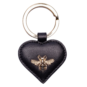 MALA LEATHER - MASON HEART KEYRING WITH BEE - BLACK