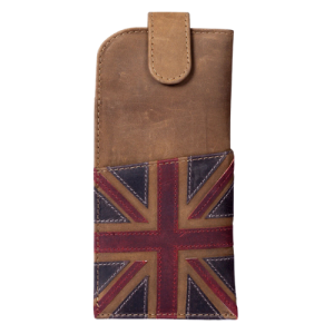 MALA LEATHER 'UNION JACK' GLASSES CASE - BROWN