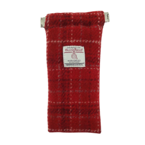 HARRIS TWEED GLASSES CASE - RED CHECK