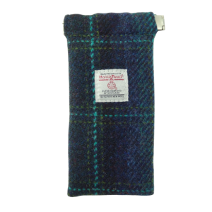 HARRIS TWEED GLASSES CASE - TURQUOISE OVERCHECK