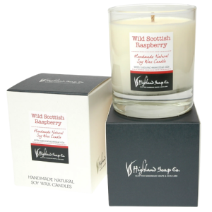 HIGHLAND SOAP CO HANDMADE NATURAL SOY WAX CANDLE - WILD SCOTTISH RASPBERRY