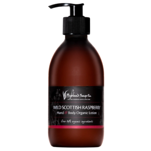 HIGHLAND SOAP CO HAND & BODY ORGANIC LOTION - WILD SCOTTISH RASPBERRY 300ML