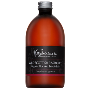 HIGHLAND SOAP CO ORGANIC ALOE VERA BUBBLE BATH - WILD SCOTTISH RASPBERRY 500ML