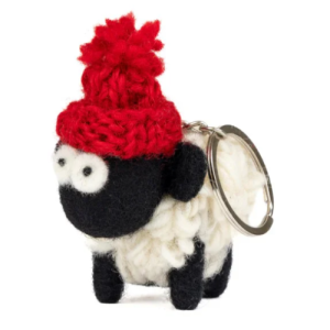 KEYRING - SHEEP RED BOBBLE HAT